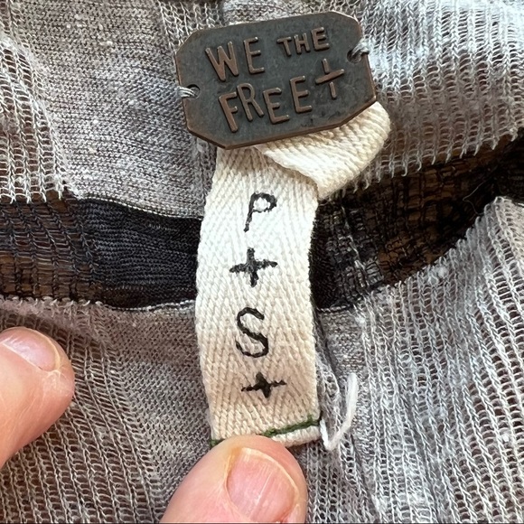 ⭐️ We the Free People Asymmetrical Raw Hem Horizon Striped Textured Gauze Tank - Picture 9 of 11